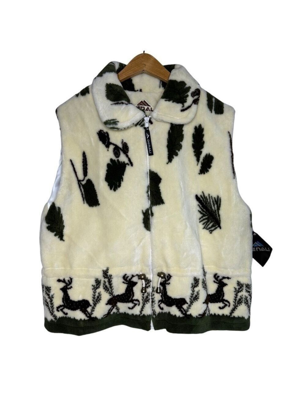 Denali Deer Print Soft Fleece Full Zip Lined Vest Womens Size XL